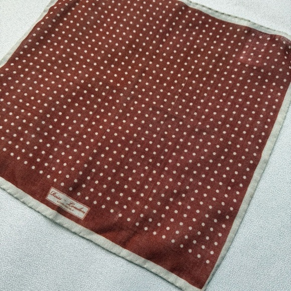 Reiss London 100% Wool Square Polka Dot Brown White Handkerchief Scarf Italy - Picture 3 of 4